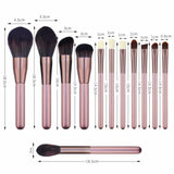 12 Pcs Essential High Definition Full Brush Set-Rose Gold Handle-Extra Soft