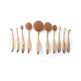 Multi Purpose Oval Makeup Brush 10Pcs  100% Fiber ROSE GOLD